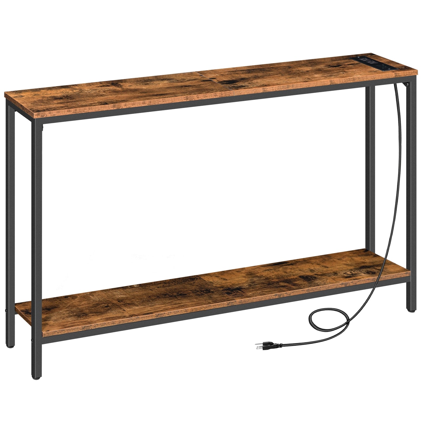 HOOBRO Console Table with Charging Station 47.2 inches  Narrow Entryway Table with Power Outlets and USB Ports Skinny Sofa Table